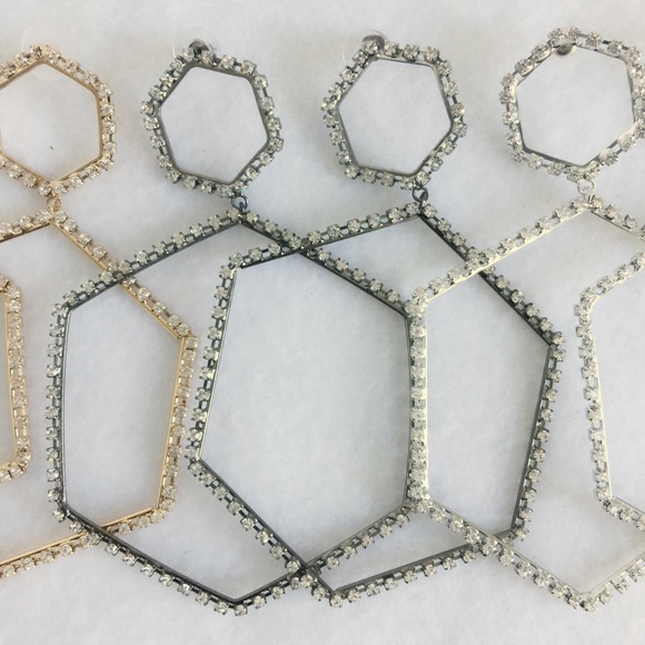 Statement hexagon crystal earrings - Picture 4 of 6